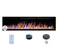 Mystflame Crystal 72 Pro avec Wi-Fi - Cheminée Électrique Murale, 182,9 cm, 3 Couleurs de Bûches et Flammes, Contrôle Smart Home via Application Mobile et Alexa
