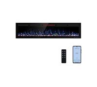 Mystflame Galaxy 72 Pro - Cheminée électrique Murale Wi-FI avec Commandes vocales Alexa et Google Home, 13 Couleurs de Flammes et de Lueur, bûches et vitre, Thermostat 750/1500 W, écran Tactile