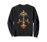 Mystic Animal Mandala Méditant Chat, Grenouille et Corbeau Symbolique Sweatshirt