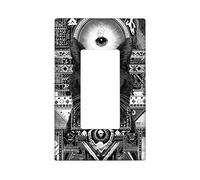 Mystic Cat - Plaque de protection pour interrupteur de lumière / cache-prise - Motif 3ème œil noir et blanc - Pour art mural éclectique - Plaques murales thermoplastiques - Bascule