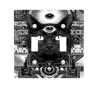 Mystic Cat - Plaque de protection pour interrupteur de lumière / cache-prise - Motif 3ème œil noir et blanc - Pour art mural éclectique - Plaques murales thermoplastiques - Taille standard