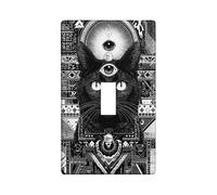 Mystic Cat Plaque de protection pour interrupteur Motif troisième œil Noir/blanc Pour décoration murale éclectique Plaques murales thermoplastiques Taille standard