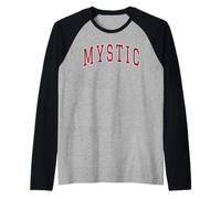 Mystic Connecticut Souvenir College Style Texte Rouge Manche Raglan