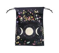 Mystic Deck Carrier-Drawstring Lunar-Themed Case, Velvet Container Satchel | Cosmic Oracle Keeper, Dice Crystal Support pour glyphes, pierres précieuses, miniatures, fournitures spirituelles