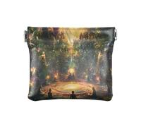 Mystic Forest - Portefeuille de méditation foncé pour femme, petit portefeuille pour carte d'identité, portefeuille fin pour femme, Mystic Forest Meditation Dark, 4.33x3.74In, Mystic Forest Meditation