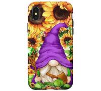 Mystic GNOME Witch in Purple Wizard Outfit for Sunflower Mom Coque pour iPhone X/XS