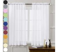 MYSTIC-HOME 2 Rideaux Transparents Blancs en Tulle pour Chambre à Coucher, avec Passe-Tringle pour Salon, Cuisine, Cour, 132,1 cm de Large x 137 cm de Long