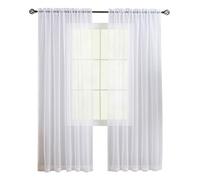MYSTIC-HOME Lot de 2 rideaux en voile blanc transparent - Pour salon moderne - Aéré et filtre la lumière du soleil - Blanc transparent - Pour chambre à coucher - 225 x 140 cm (H x l)