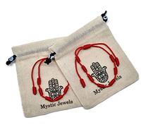 MYSTIC JEWELS By Dalia - Bracelet Kabbale, cordon rouge avec 7 nœuds, unisexe, réglable, protection contre le mauvais œil, porte-bonheur (2 pièces)