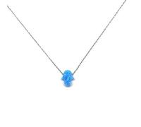 MYSTIC JEWELS by Dalia Collier avec Pendentif en Forme de Main de Fatma, en Argent Sterling 925 et Opale synthétique Longueur 40 cm + 5 cm réglable (Argent 925)