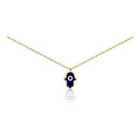 MYSTIC JEWELS By Dalia - Collier en Argent 925, Hamsa (Main de Fatima) émaillé mauvais œil, idéal comme cadeau (Argent Or Plaqué)