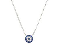 MYSTIC JEWELS By Dalia Collier en argent avec pendentif rond en forme d'œil turc de 8 mm et zircone cubique, 8.0 Milímetros, Argent, Pas de gemme