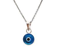 MYSTIC JEWELS by Dalia Collier en argent sterling 925 avec œil de cristal bleu pour la bonne chance - Chaîne de 40 à 45 cm de longueur pour offrir une protection pour le mauvais œil (Bleu Clair)