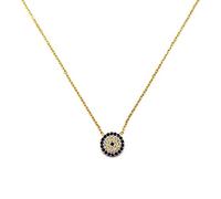 MYSTIC JEWELS by Dalia - Collier en Argent Sterling 925 avec Pendentif œil Turc Rond et oxyde de Zirconium (Argent Or Plaqué)