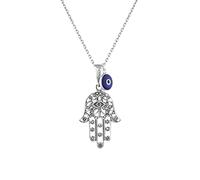 MYSTIC JEWELS By Dalia - Collier Hamsa en argent sterling 925 avec pendentif mauvais œil de 7 mm (Filigrane)