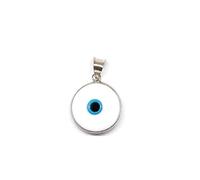 MYSTIC JEWELS By Dalia Pendentif en Argent Sterling 925 avec œil en Cristal pour Bonne Chance Diamètre de la breloque 15 mm Blanc