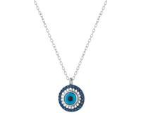 MYSTIC JEWELS Collier en argent sterling 925 avec pendentif œil turc avec zircons, forme œil, bijou amulette pour femme, 40 + 5 cm, Zircone cubique, Zircone cubique