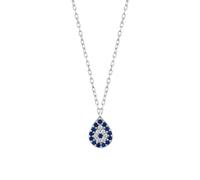 MYSTIC JEWELS - Collier en argent sterling 925 avec zircones - Pendentif œil turc porte-bonheur minimaliste, 40 + 5 cm, Zircone cubique, Zircone cubique