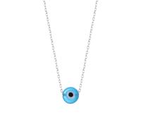 MYSTIC JEWELS - Collier en argent sterling 925 de style bohème simple avec pendentif en forme de mauvais œil en cristal, protection de la chance, bijoux pour femmes, 40 + 5 cm, Cristal, Pas de gemme
