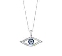 MYSTIC JEWELS - Collier en Argent Sterling 925, Protecteur des Yeux Maléfiques avec Pendentif Oeil Turc et Zircons Blancs et Bleus, Forme des Yeux, Bijoux Amulette pour Femme