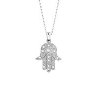 MYSTIC JEWELS - Pendentif main de Fatima et Mal d'oeil avec pierres, bijoux en argent sterling 925 minimaliste, pour femmes et filles avec boîte cadeau, 40 + 5 cm, Zircone cubique