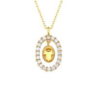 MYSTIC JEWELS - Pendentif main de Fatma et mauvais œil avec pierres, bijou en argent sterling 925, minimaliste, pour femmes et filles avec boîte cadeau, 40 + 5 cm, Zircone cubique, Zircone cubique