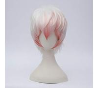 Mystic Messenger Saeran Inconnu Cosplay Perruque Anime Jeu Costume Party Perruque 30 cm Court Droite Synthétique Cheveux Blanc et Rose Mixte Inconnu