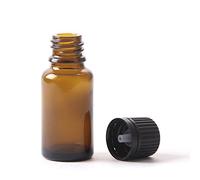 Mystic Moments 15ml Amber Glass Boston Round Bottle (with Black Tamper Evident Cap & Dropper) (10)