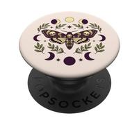 Mystic Moth Moon Phases Celestial Witchcore Aesthetic PopSockets PopGrip Adhésif