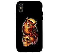 Mystic Owl Skull Full Moon Tattoo - Dark Esthetic Design Coque pour iPhone X/XS