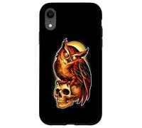 Mystic Owl Skull Full Moon Tattoo - Dark Esthetic Design Coque pour iPhone XR