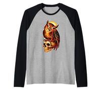 Mystic Owl Skull Full Moon Tattoo - Dark Esthetic Design Manche Raglan