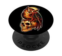Mystic Owl Skull Full Moon Tattoo - Dark Esthetic Design PopSockets PopGrip Adhésif