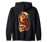 Mystic Owl Skull Full Moon Tattoo - Dark Esthetic Design Sweat à Capuche