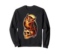 Mystic Owl Skull Full Moon Tattoo - Dark Esthetic Design Sweatshirt