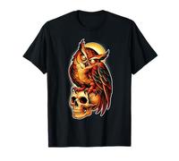 Mystic Owl Skull Full Moon Tattoo - Dark Esthetic Design T-Shirt