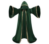Mystic Robe de magicien pour adulte avec velours hollandais, cape à capuche de chevalier médiéval, tenue de sorcier à manches évasées de la période Renaissance pour Halloween, bal masqué et