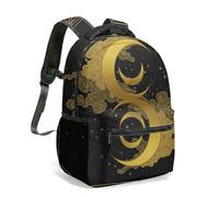 Mystic Sun Face Phases de Lune Céleste Sac à dos 40,6 cm Noir et blanc Vintage Astrologie Constellation Étoiles Ciel nocturne, 10, L, Décontracté