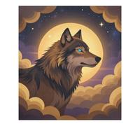 Mystic Wolf Housse magnétique pour lave-vaisselle Motif nuage coucher de soleil