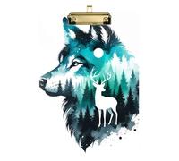 Mystic Wolf Porte-bloc à profil bas pour salles de classe, restaurants, onglet rétractable suspendu, imprimé double face, 31,8 x 22,9 cm