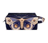 Mystical and Magical Trousse de toilette en cuir avec poignée pour femme Motif lune et papillon Étanche à suspendre Petite trousse à crayons pour enfants, Multicolore 03., 8.2x3.1x3.5 in/21x8x9 cm