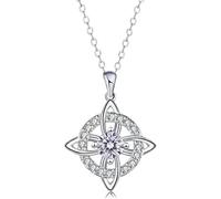 Mystical Birthstone Witches Knot Necklace, Silver Celtic Knot Pendant Necklace, Pagan Magic Wiccan Witchcraft Protection Jewelry for Women Wife Mom (G)