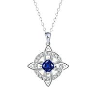 Mystical Birthstone Witches Knot Necklace, Silver Celtic Knot Pendant Necklace, Pagan Magic Wiccan Witchcraft Protection Jewelry for Women Wife Mom (L)