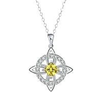 Mystical Birthstone Witches Knot Necklace, Silver Celtic Knot Pendant Necklace, Pagan Magic Wiccan Witchcraft Protection Jewelry for Women Wife Mom (I)