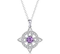 Mystical Birthstone Witches Knot Necklace, Silver Celtic Knot Pendant Necklace, Pagan Magic Wiccan Witchcraft Protection Jewelry for Women Wife Mom (J)