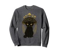 Mystical Black Cat Mushroom Cottagecore Aesthetic Cat Lovers Sweatshirt