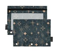 Mystical Bohemian Moon Sun and Stars Lot de 2 trousses à crayons étanches avec fermeture éclair et fermeture éclair, Mystique Bohème Lune Soleil et Étoiles, one sizex2