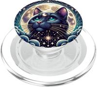 Mystical Cat Beneath a Radiant Full Moon PopSockets PopGrip pour MagSafe