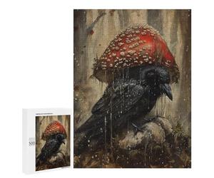 Mystical Forest Crow with Mushroom Hat Puzzle 1000 Pièces Educa Jouet en Bois Cadeau Unique Décoration Intérieure Jeu Éducatif Challenge Toy Adultes Et Enfants À Partir De 14 Ans 500 PCS