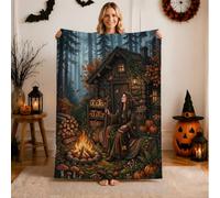 Mystical Forest Witch Autumn Thème Halloween Couverture 101,6 x 127 cm